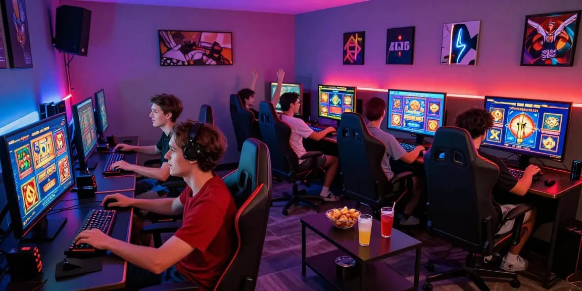 Group enjoying wd138 gaming experience with friends in vibrant lounge.