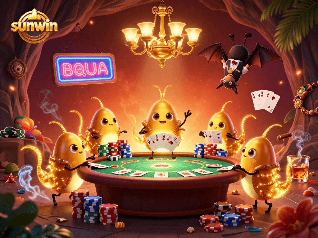 Experience vibrant gaming at a cave casino with sunwin's enchanting glowworms illuminating the table.