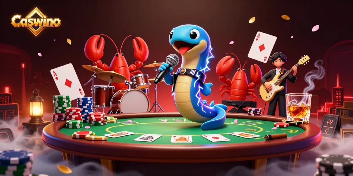 Experience vibrant gaming at Caswino with lively characters and casino elements.