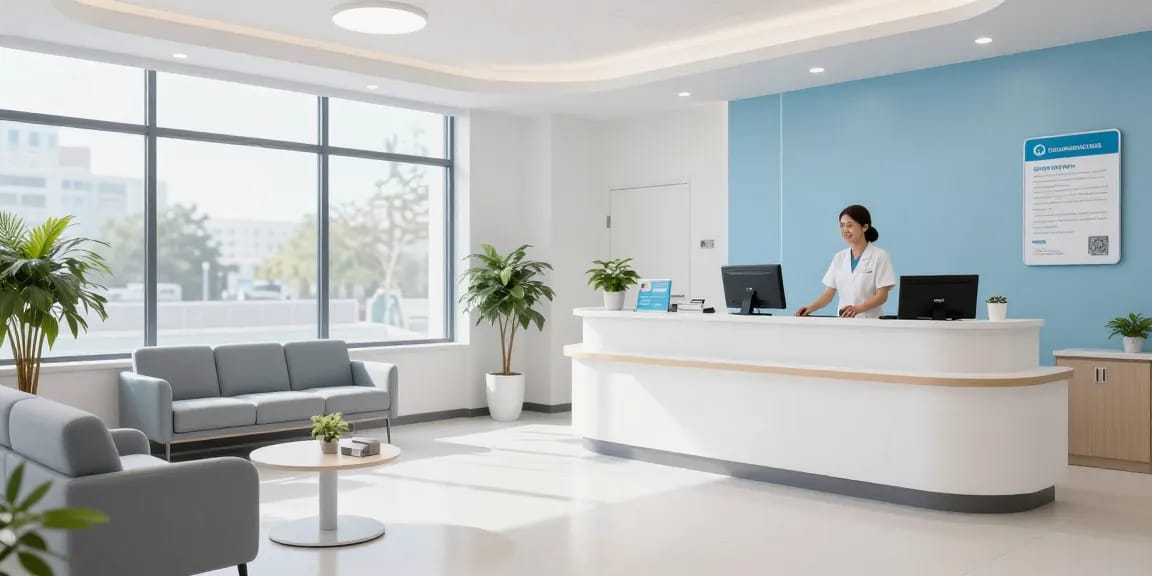 Psychiatric assessment at a modern healthcare clinic, featuring friendly staff and patient care elements.