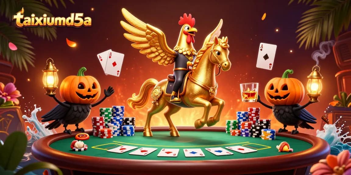 Engage in exciting gameplay at taixiumd5a with a golden rooster in a vibrant casino scene.