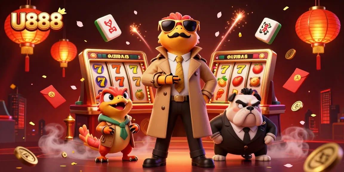 U888 raptors in a trench coat hilariously attempting VIP access at a casino lounge.