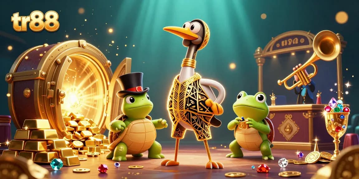 Experience thrilling wins at tr88 with vibrant gaming elements and characters in an enchanting casino scene
