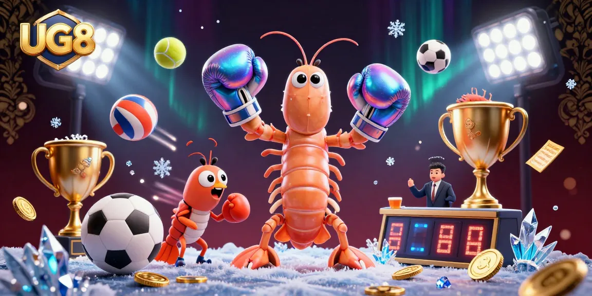 Experience thrilling gaming at UG88 with dynamic shrimp characters and vibrant casino elements.