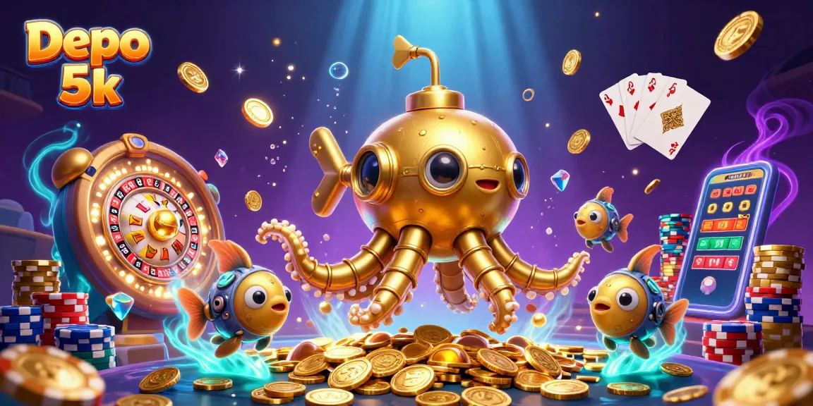 Memenangkan jackpot di Depo 5k dengan ilustrasi 3D ceria yang memikat dan penuh energi.