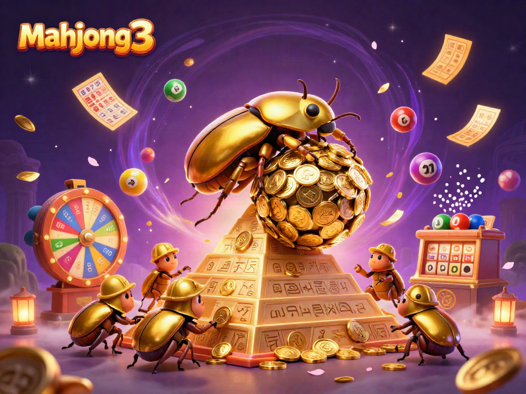 Experience vibrant mahjong 3 gameplay with a dazzling casino-themed illustration.