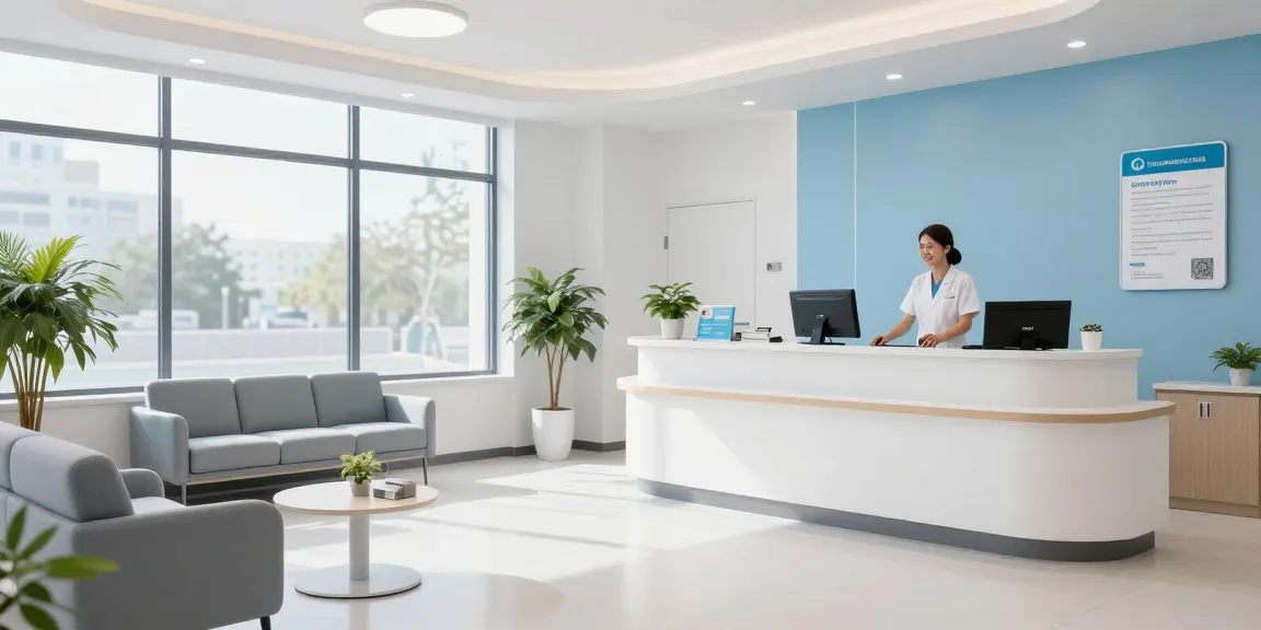 Psychiatric assessment at a modern healthcare clinic, featuring friendly staff and patient care elements.