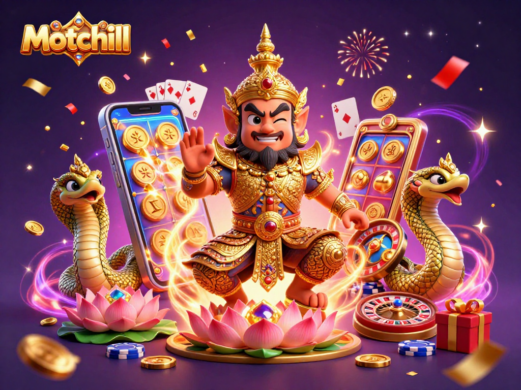 Engage in thrilling slot gameplay on Motchill with vibrant characters and dynamic game elements.