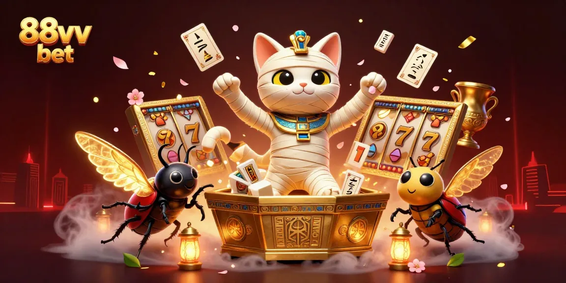 Experience thrilling gameplay at 88vv bet with a vibrant 3D casino scene featuring unique characters and slot game elements.