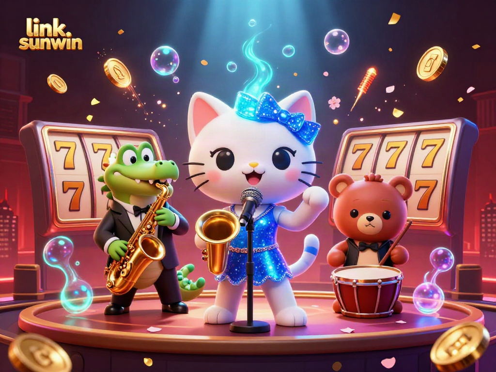 Spin jackpots and enjoy games with link sunwin in this vibrant casino scene featuring animated characters.