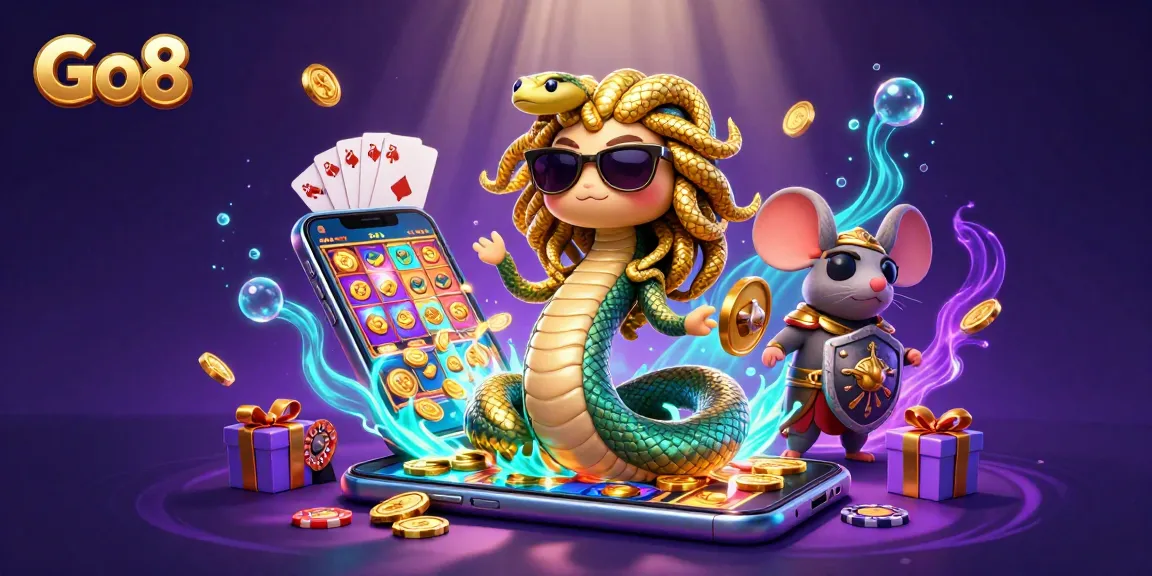 Engage in thrilling gameplay at Go8 with vibrant casino elements and dynamic characters.