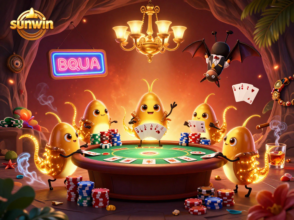 Experience vibrant gaming at a cave casino with sunwin's enchanting glowworms illuminating the table.