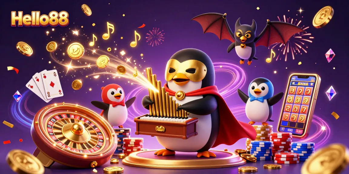 Engage in thrilling online gaming at Hello88 with immersive casino visuals featuring slots and roulette.