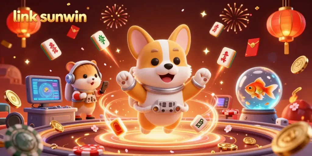 Experience casino excitement with link sunwin in a vibrant 3D floating scene of a space station casino.