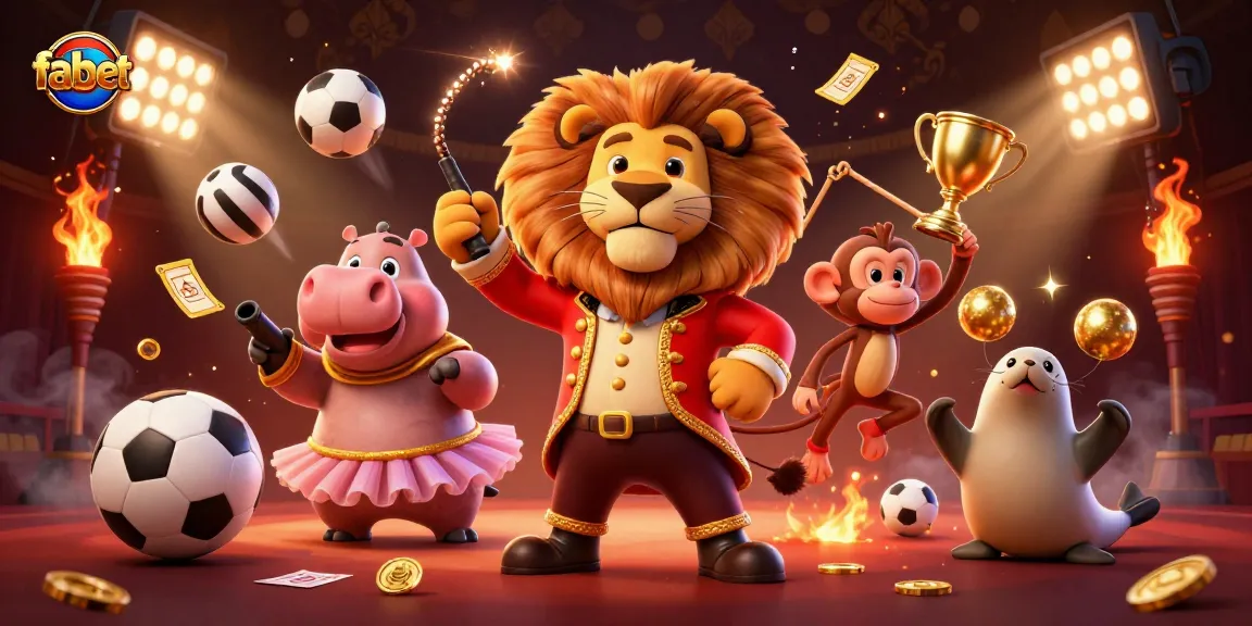 Engage with fabet's thrilling sports betting experience featuring a lively circus scene.