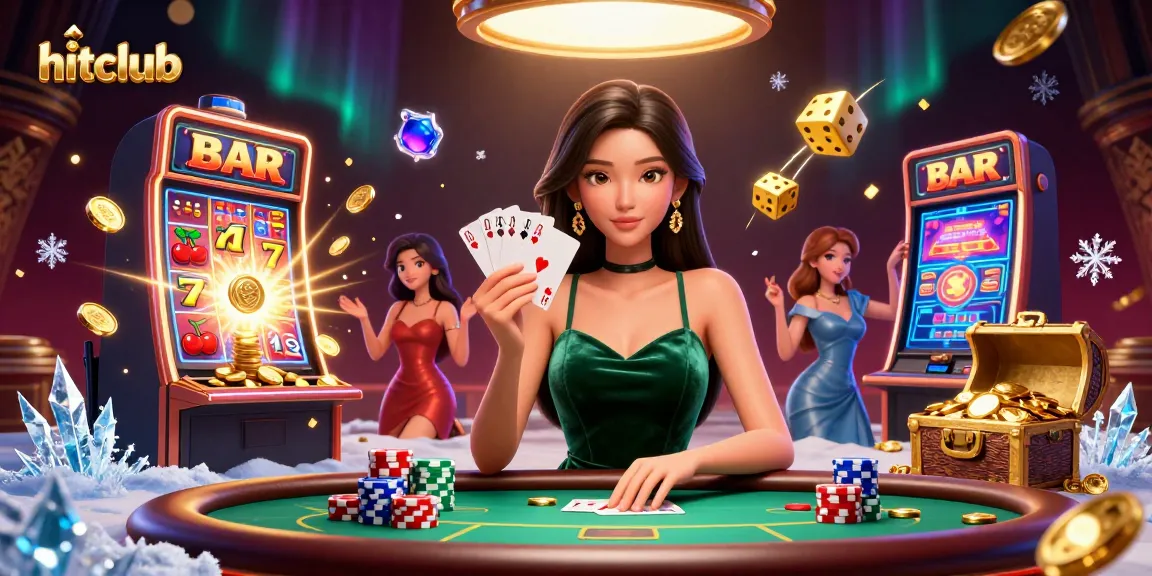 Experience the excitement of hitclub, enjoy high-stakes poker at a luxury gaming table with vibrant casino elements.