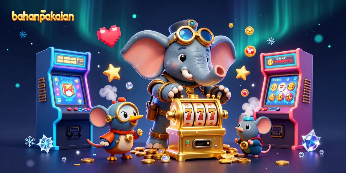 Spin the golden slot machine with bahanpakaian-inspired steampunk characters amidst a vibrant casino scene.