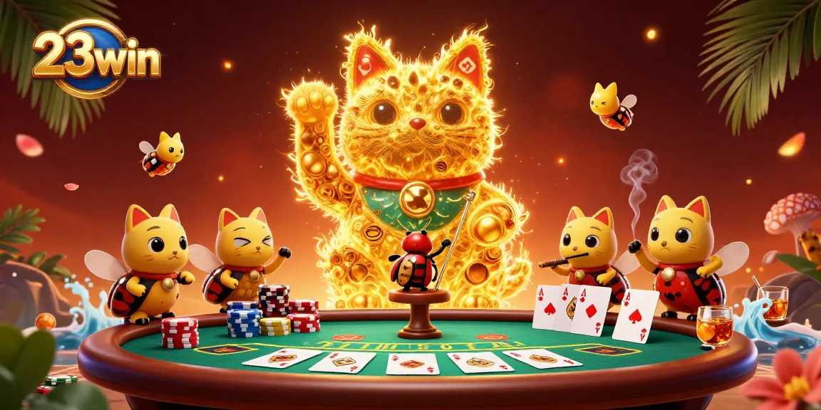Experience thrilling gameplay at 23win with a dynamic casino scene featuring vibrant characters and elements.