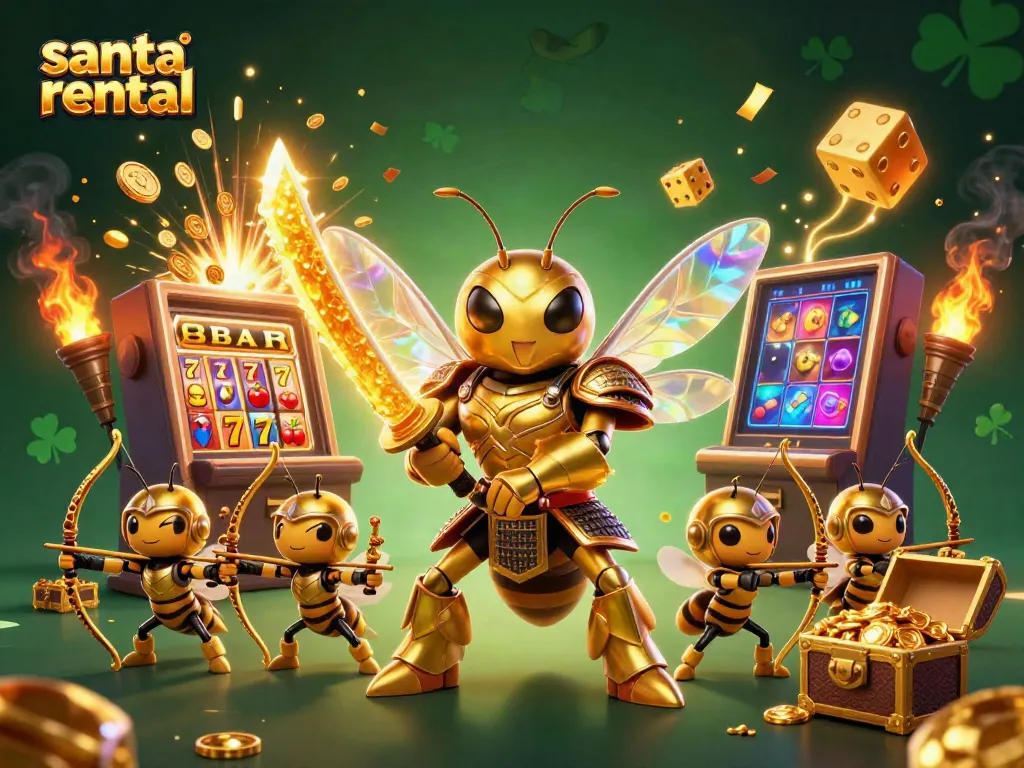 Experience joy with a vibrant santa rental casino scene featuring a colorful slot machine explosion.