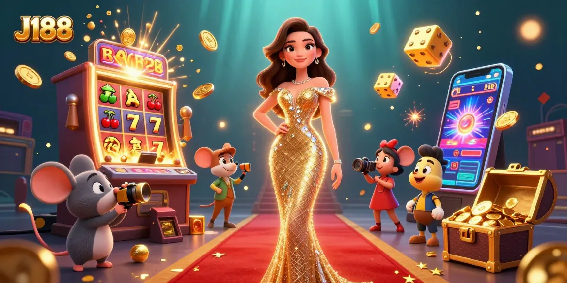 Experience thrilling gameplay at J188 with vibrant casino elements and characters celebrating big wins.