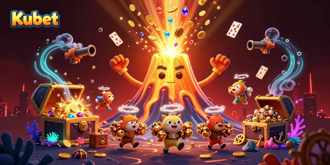 Kubet volcano overflowing with treasure, showcasing an exciting casino adventure for players.