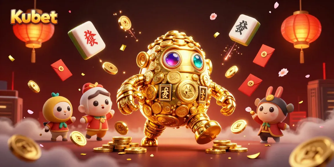 Kubet players engage with vibrant casino elements in an illustrated 3D scene