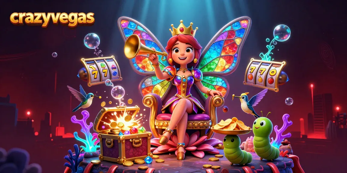 Engage with exciting slots at crazyvegas, showcasing a vibrant casino illustration scene.