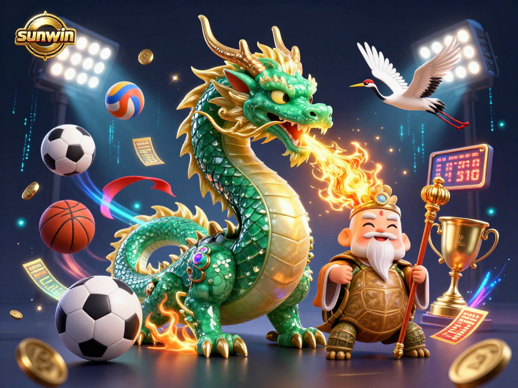 Experience thrilling action with sunwin as the emerald jade dragon breathes fire in a vibrant casino scene.