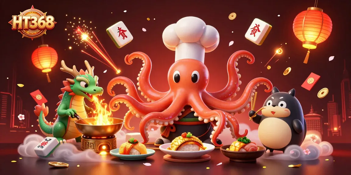 Engage in thrilling experiences at HT368 with vibrant casino elements and dynamic characters cooking up excitement.