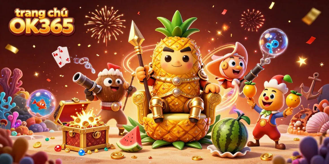 Engage in the excitement of trang chủ OK365 with a vibrant 3D casino illustration showcasing dynamic characters and gaming elements.