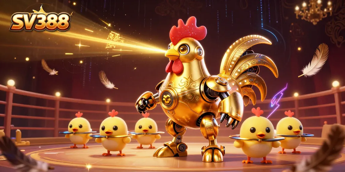 Engage with SV388’s dynamic cockfighting action featuring a golden rooster brilliantly animated with baby chick drones.