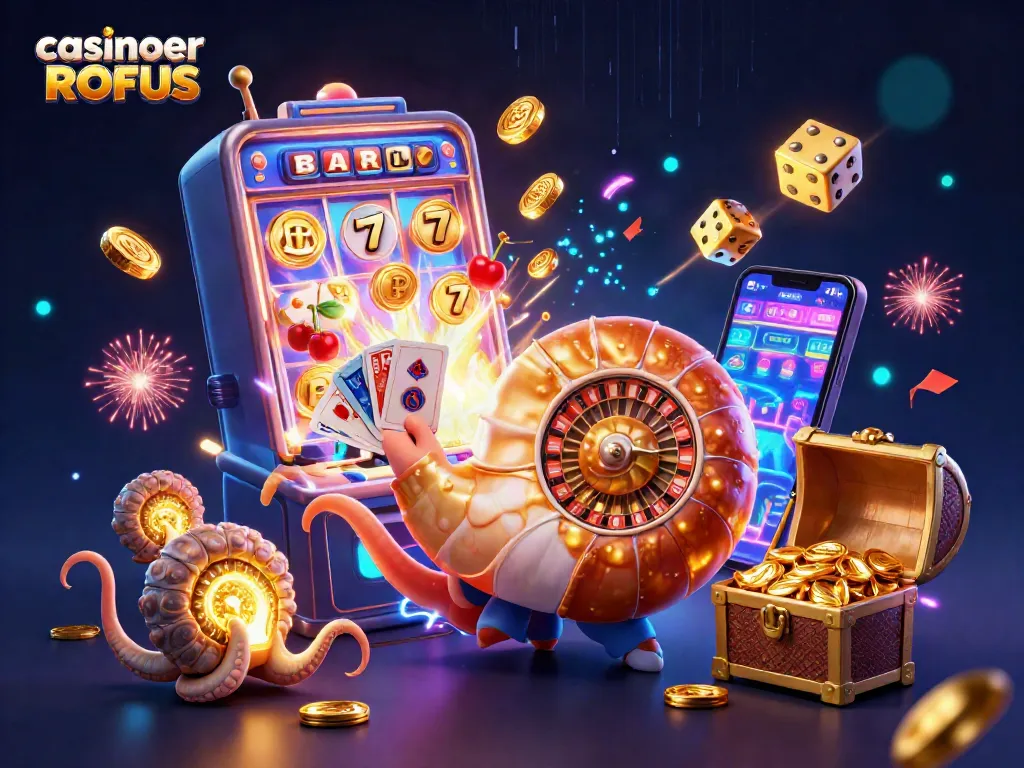 Experience thrilling gaming action with casinoer uden ROFUS, featuring vibrant casino elements and dynamic characters.