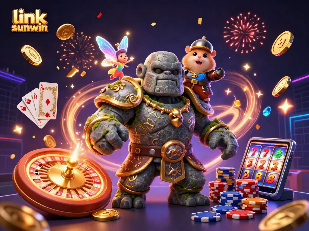 Engage with link sunwin to enjoy a vibrant online casino experience amidst sparkling gems and golden coins.