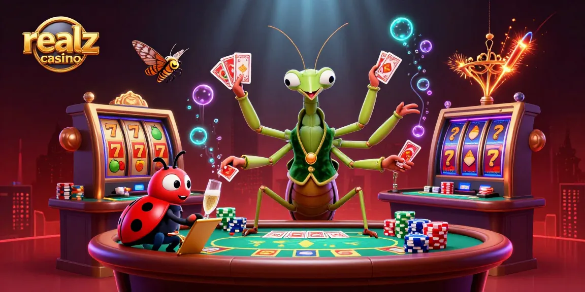 Experience luxury gaming at realz casino with a dynamic 3D scene of card sharp and pit boss in action.