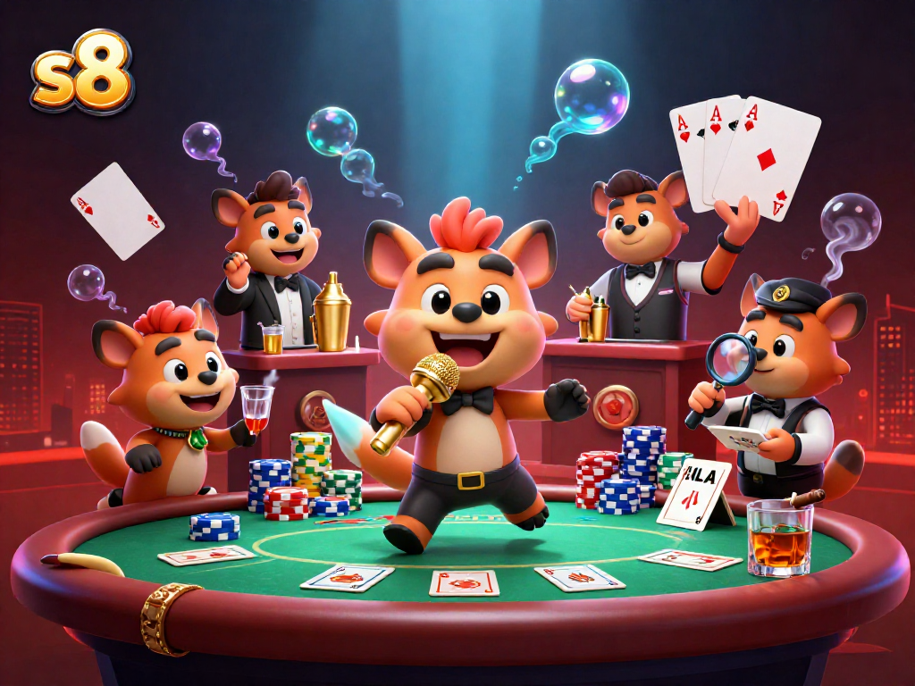 Engage in exciting gaming at s8 Casino with hyenas running the show in a comedy club scene.