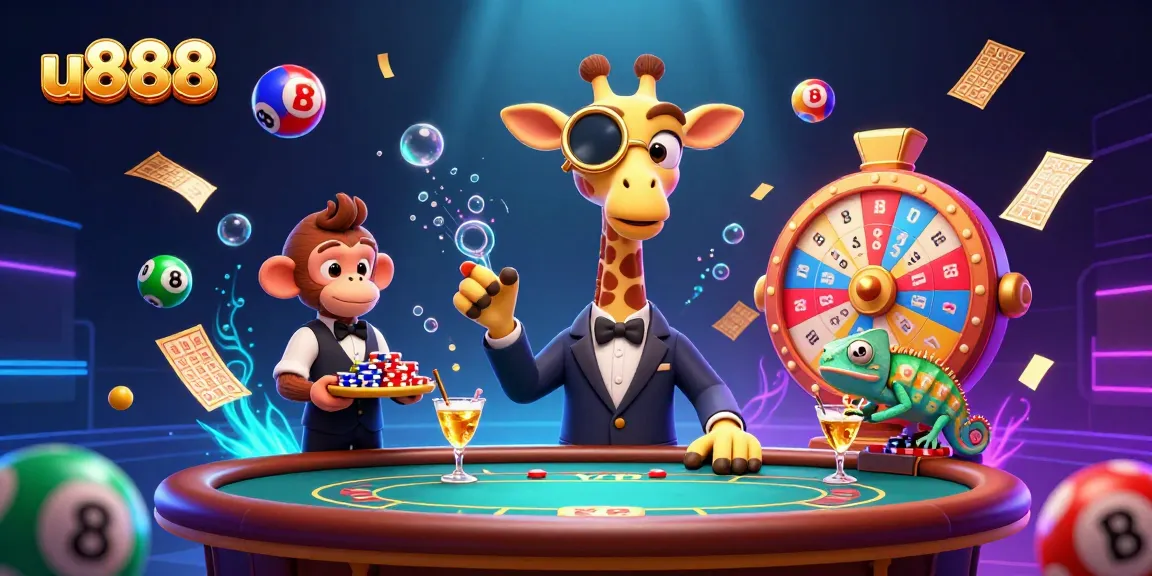 Experience the thrill of u888 with vibrant gaming elements and engaging characters in a lively casino scene.