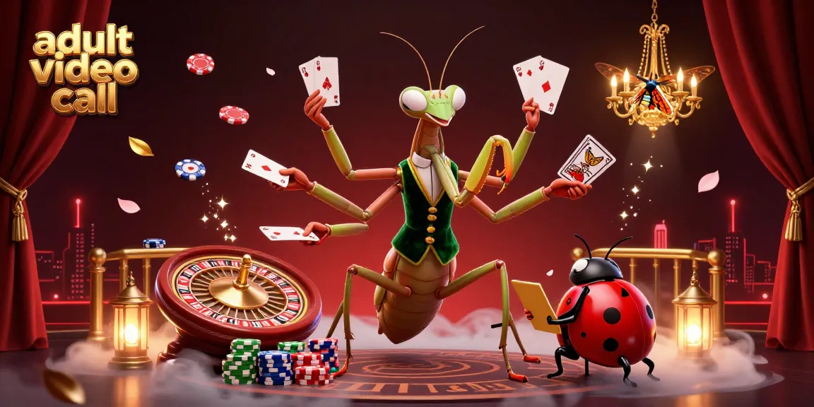 Engage in an exciting adult video call while navigating a vibrant casino scene with unique characters.