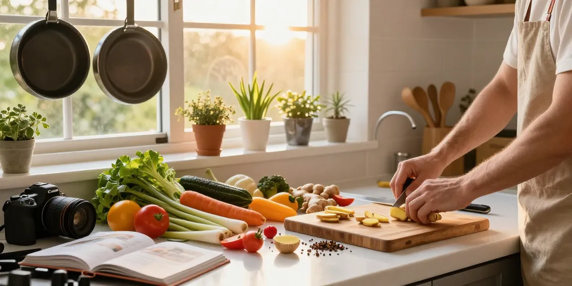 Cooking vibrant meals with fresh ingredients, featuring สล็อตเว็บตรง for nutritional insights in an inviting kitchen.