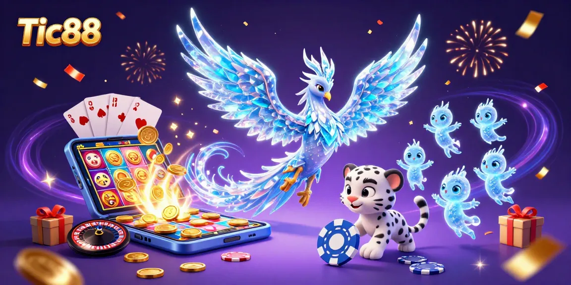 Tic88 captures the thrill of gaming with vibrant characters enjoying a lively casino scene.