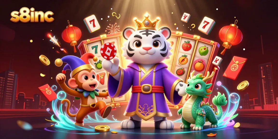 Engage with the vibrant gaming world of s8inc, where a majestic tiger, playful monkey, and jade dragon set the scene for exhilarating slots.