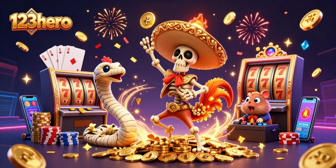 Experience the excitement of 123hero casino with vibrant characters and dynamic gaming elements.