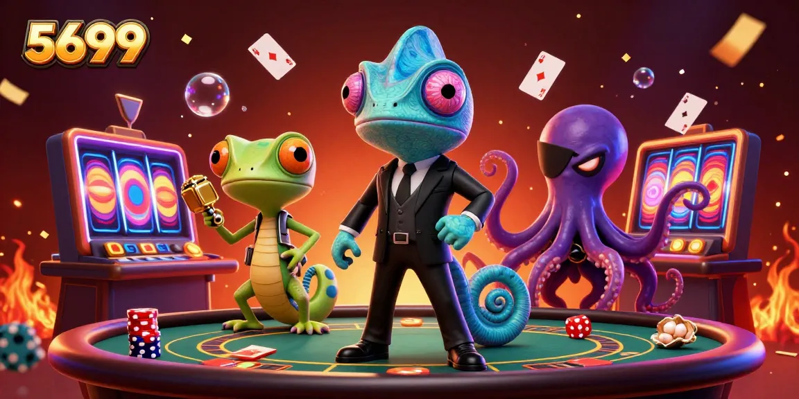 Engage in thrilling gameplay with 5699 as a vibrant chameleon and colorful gambling elements come to life.