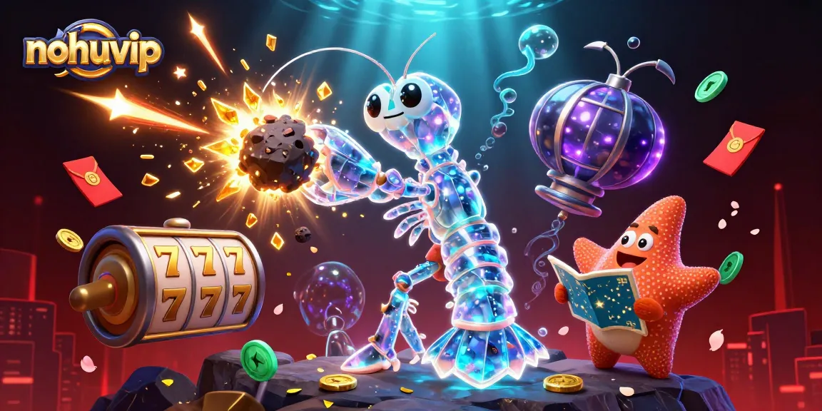 NohuVIP players smashing jackpots with colorful gems and coins while enjoying engaging slot games.