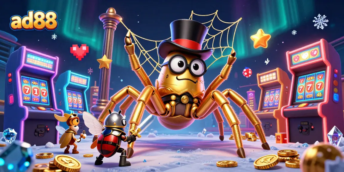 Engage with ad88's thrilling casino gaming scene featuring dynamic characters and vibrant elements.