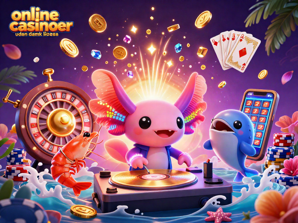 Spin to win with online casinoer uden dansk licens, featuring vibrant 3D cartoon characters and lively casino elements.