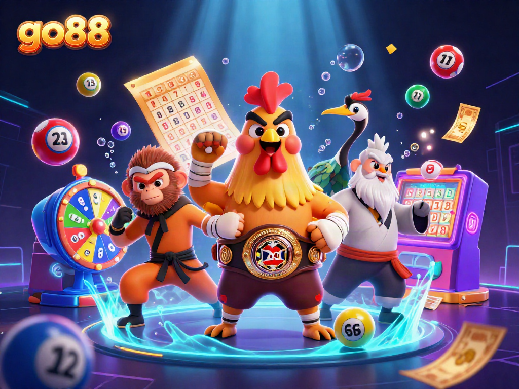 Engage with go88's vibrant casino atmosphere featuring unique characters and gaming elements.