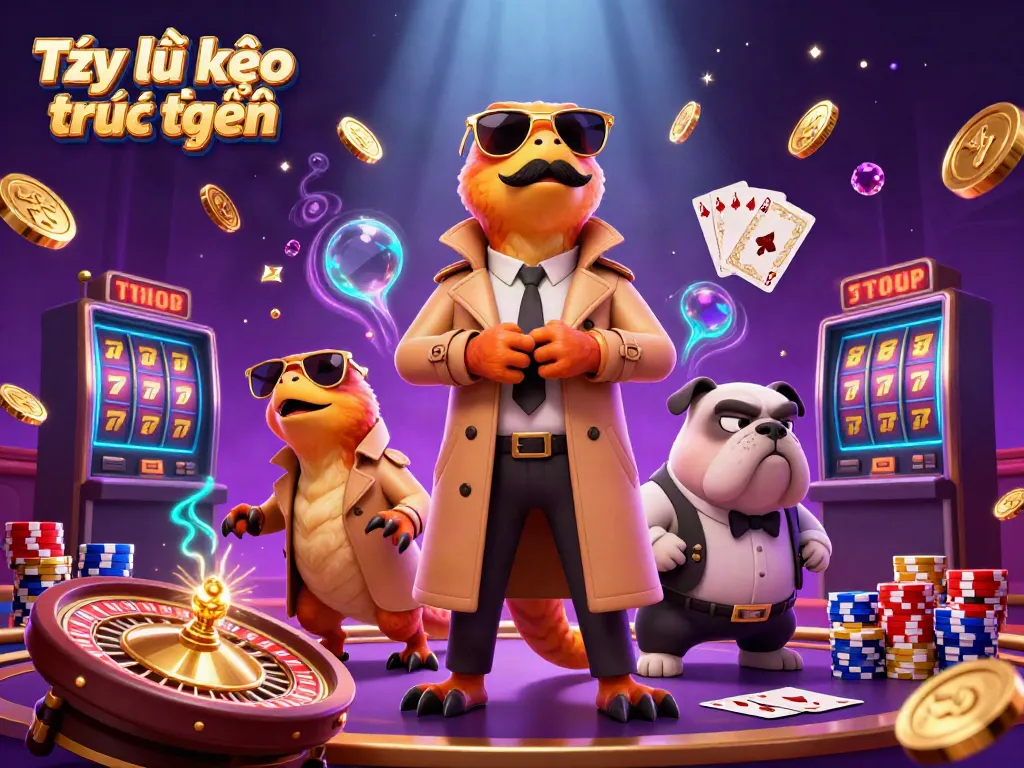 Experience Tỷ lệ kèo trực tuyến in a whimsical scene of raptors attempting casino entry, surrounded by sparkling gems and coins.