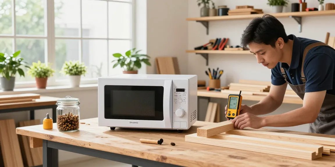 Shashel microwave technology in a workshop eliminating wood borers safely.