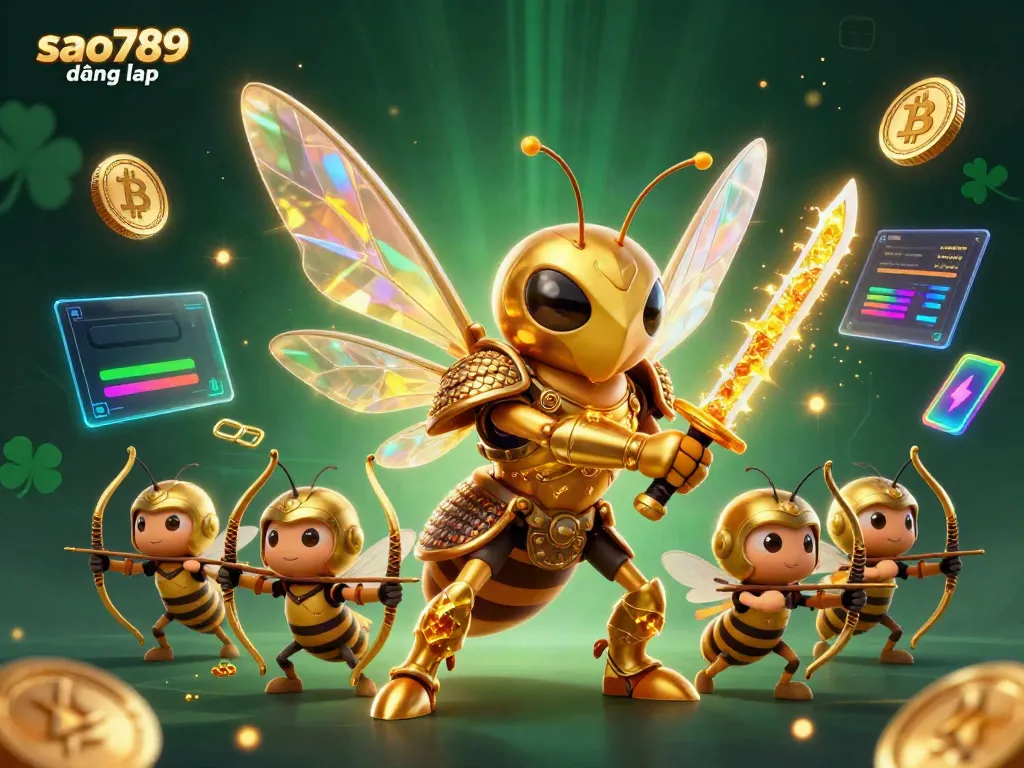 Experience the excitement of sao789 đăng nhập with a vibrant 3D casino-themed illustration showcasing dynamic characters and crypto elements.
