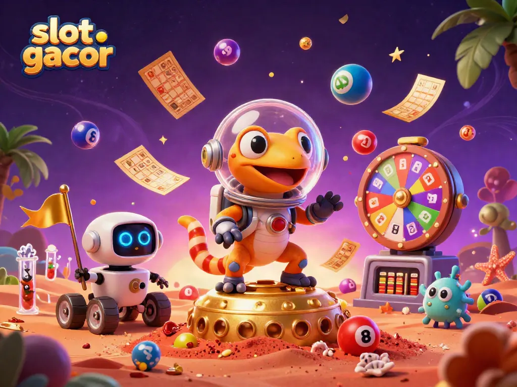 Engage in the excitement of slot gacor as a Martian gecko explores a hidden casino.